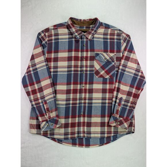 CQR Size 2XL Red,White,Blue,Brown Corduroy Flip Cuff 100% Cotton Flannel Shirt - Picture 1 of 15